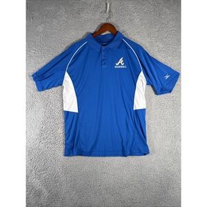 Mizuno‎ Atlanta Braves Polo Shirt Mens Medium Blue Baseball DryLite